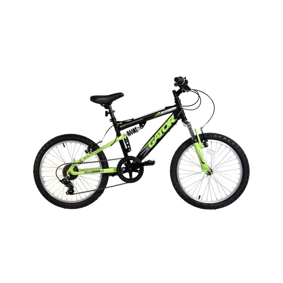 Basis Gator Mountain Bike Kids Full Suspension MTB 20" Black/Green