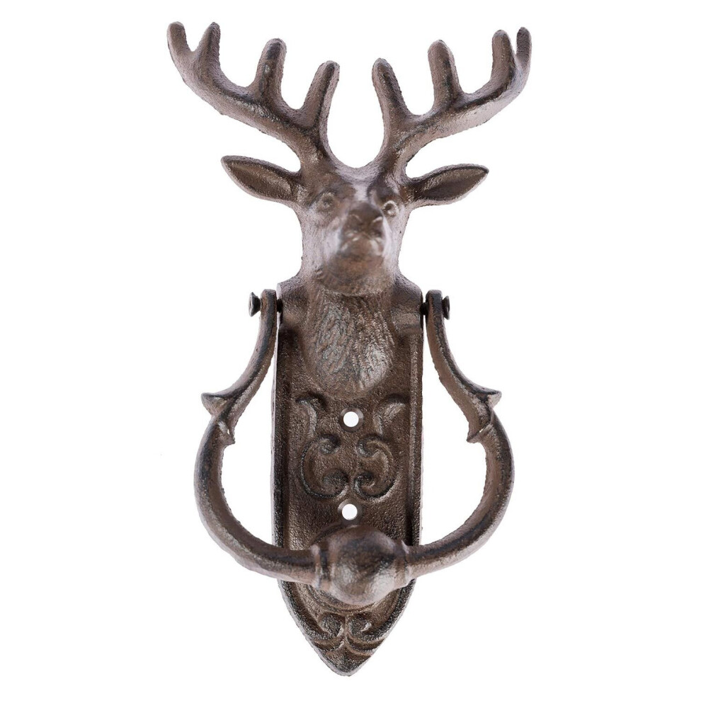 Homescapes Deer Head Cast Iron Door Knocker - Rustic 13X6 Cm | Ac1403 Brown