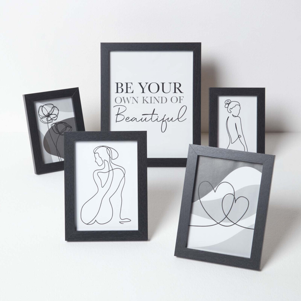 Homescapes Silhouette Framed Wall Art, Set of 5