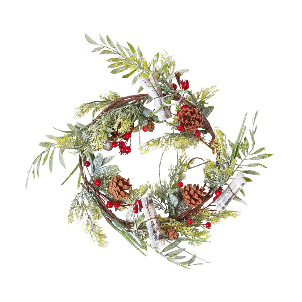 Artificial Wreath with Berries and Pinecones, 18 Inches