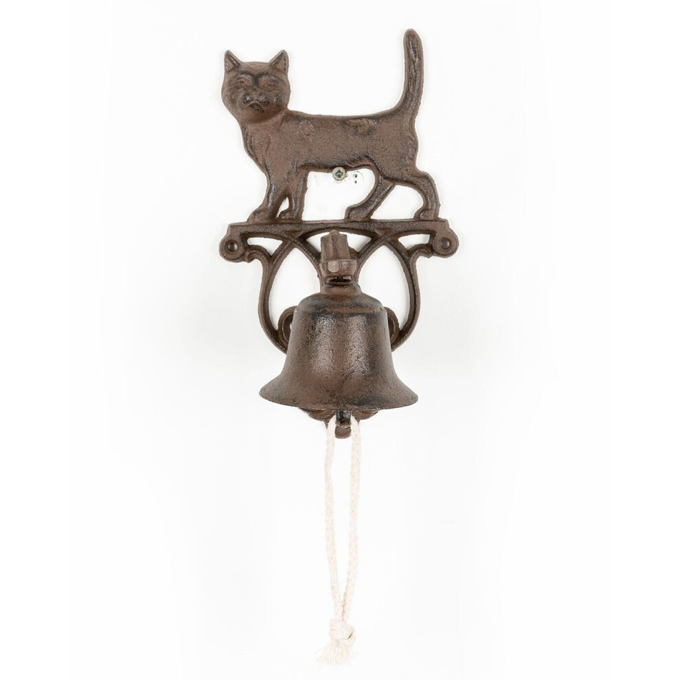 Homescapes Cat Cast Iron Door Bell Brown