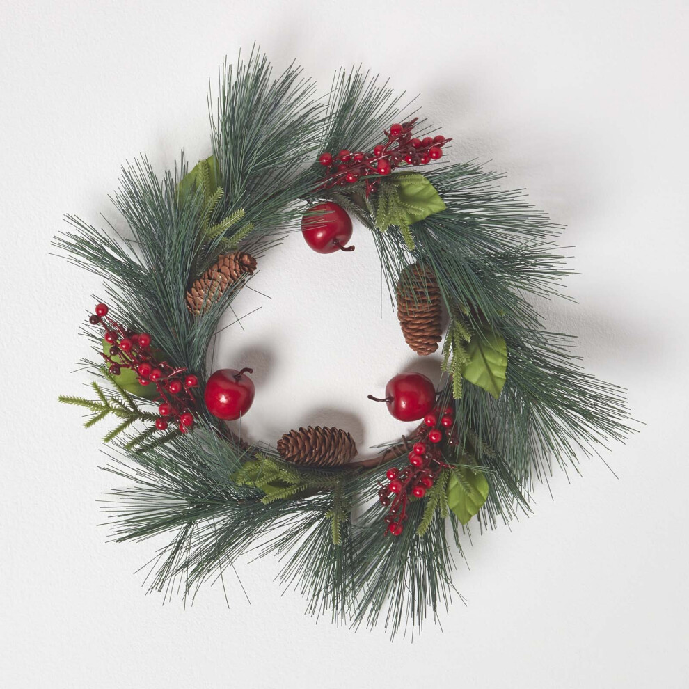 Homescapes Apple And Berries Christmas Wreath Red
