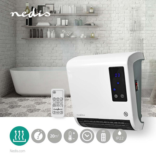 Radiador cerâmico Nedis HTBA20WT 20 m² branco, cinza 2