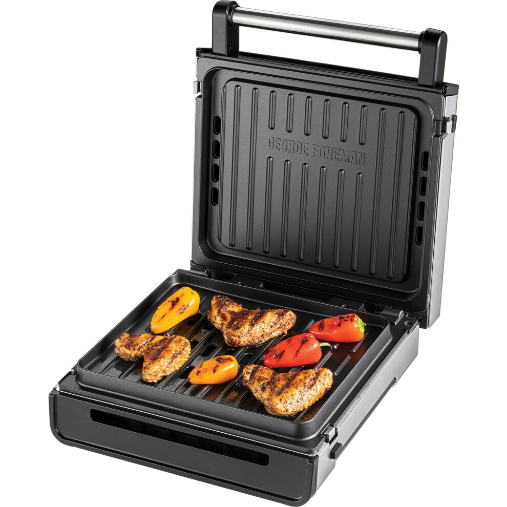 George Foreman Smokeless Electric Grill, Indoor BBQ Grill Stainless Steel, 1500W
