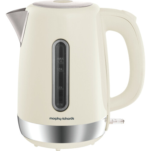 Morphy Richards Equip Cream Stainless Steel 1.7L Jug Kettle 3kW with Easy View Window, 360 Base, Cord Storage - Model 102784