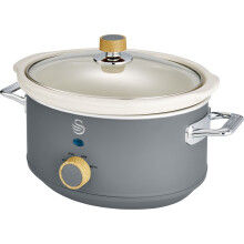 Swan 3.5L Nordic Slow Cooker 200W Removable Inner Pot Low/High Settings Glass Lid - Slate Grey