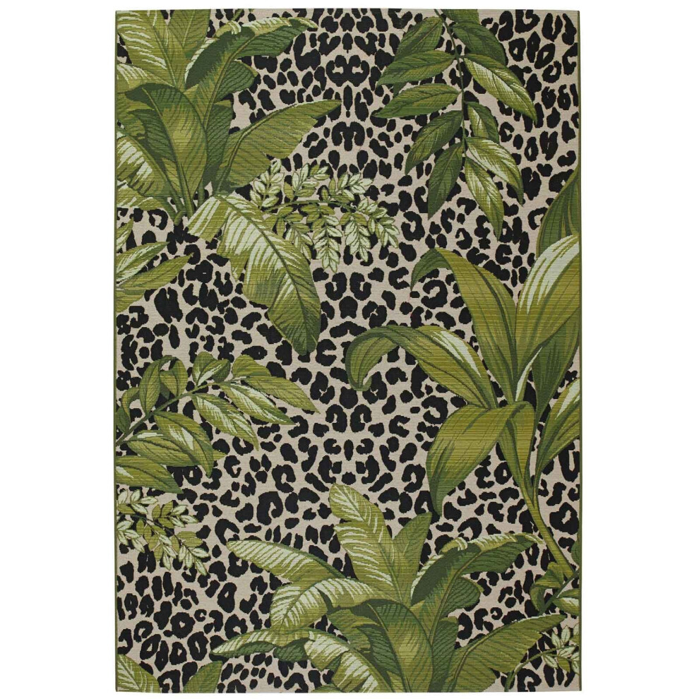 Oriental Weavers (Tropical Leopard Print, 200X285 Cm) 3D Tropical Floral Outdoor Indoor Flatweave Rugs Multi Colou Weatherproof Small Extra Large Patio Garden Washa Red