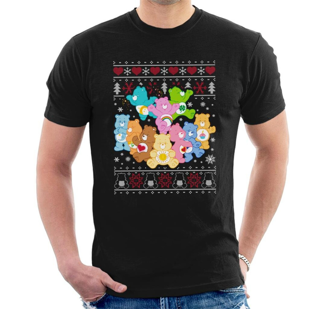 (L, Black) Care Bears Christmas The Original Care Bears Men's T-Shirt