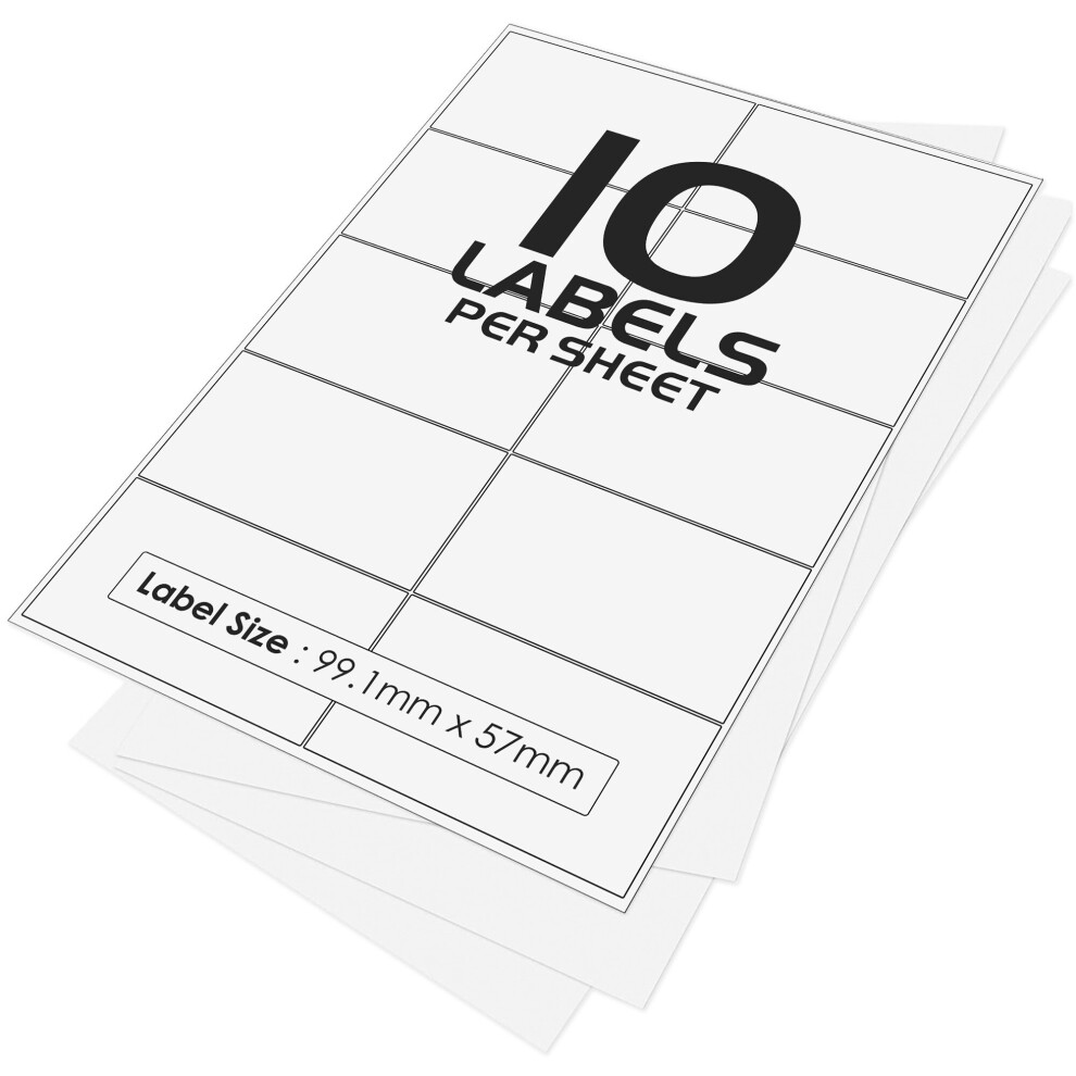 (500 Pack) 10 Per Page/Sheet Self-Adhesive A4 Address Shipping Labels Stickers, Laser Inkjet Compatible L7173/J8173 99.1 X 57 mm JAM Free