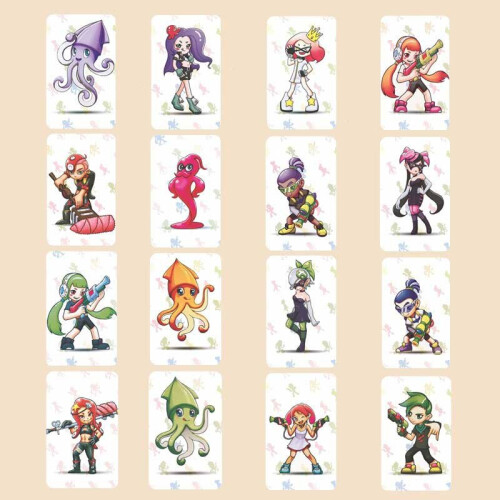 (16 Mini Square tag) 16PCS Splatoon 2 Amiibo for Nintendo Switch WII U