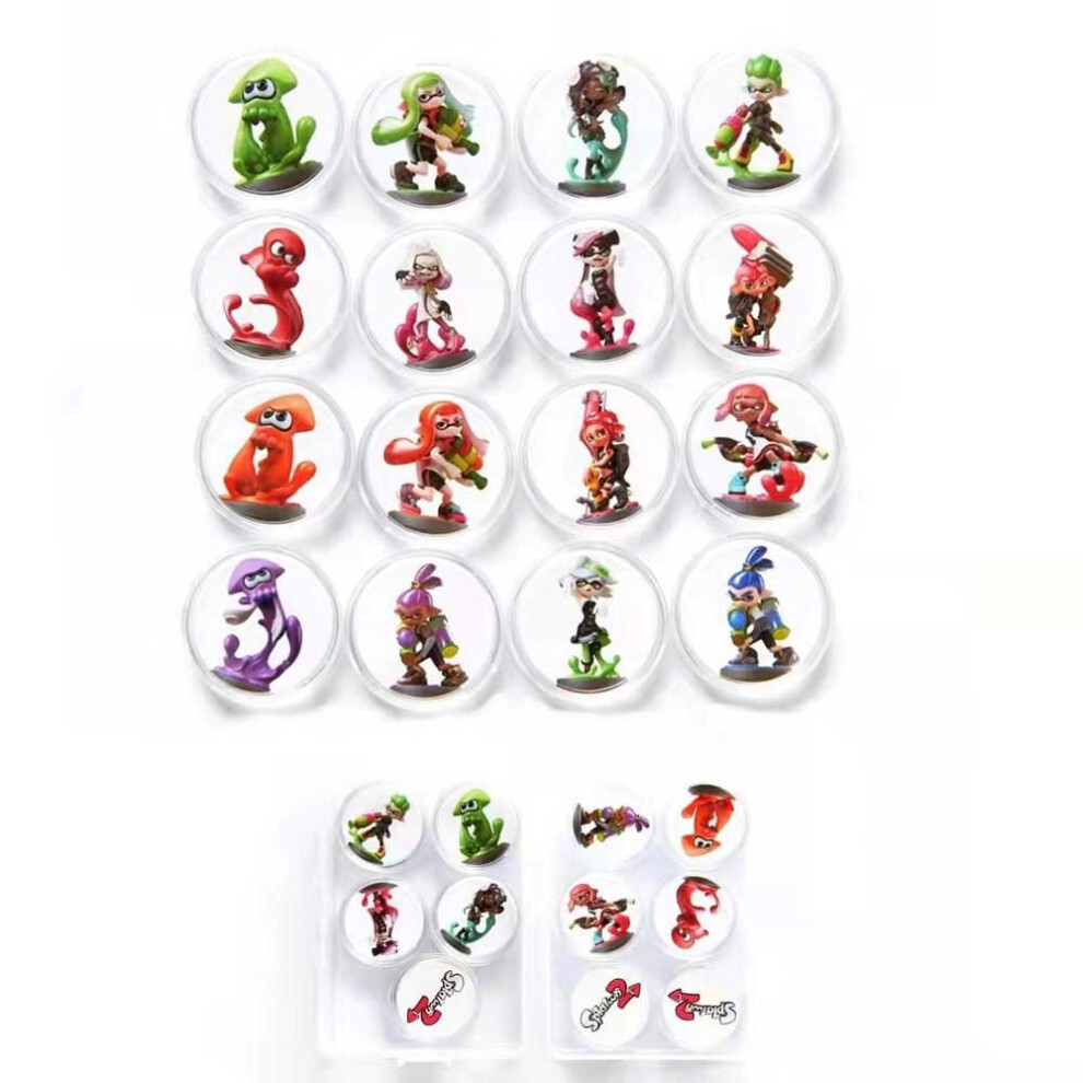 (16 Mini Circular tag) 16PCS Splatoon 2 Amiibo for Nintendo Switch WII U