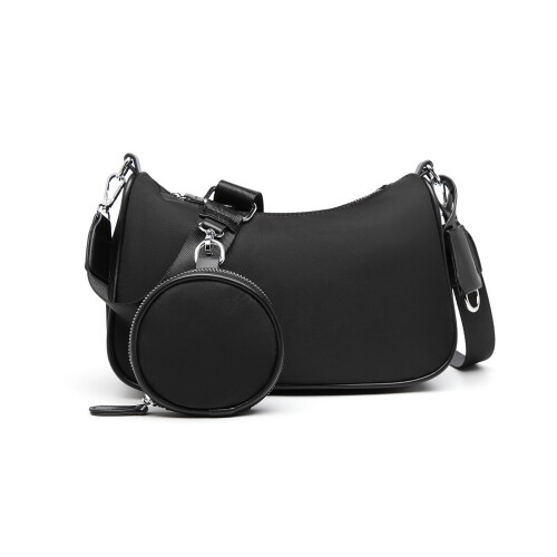 Miss Lulu (Black) LB2060 Cross-body Handbag With a Detachable Pouch