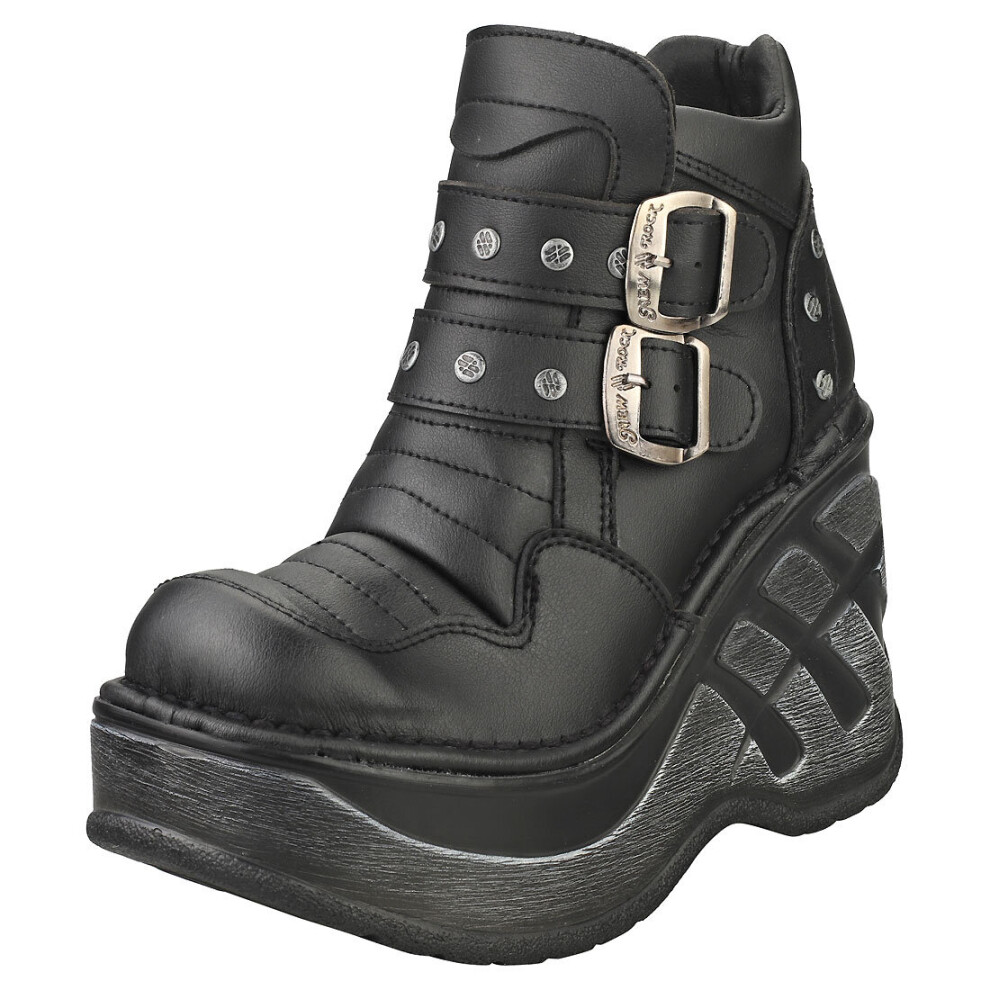 New Rock Rock Punk Gothic Hashtag Womens Platform Boots in Black - Size 7 UK
