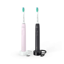 Philips Sonicare 3100 Black & Pink HX3675/15 Electric Toothbrush - 3x Plaque Removal, Pressure Sensor, BrushSync, QuadPacer (8.7101E+12)