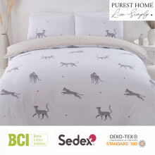 (Super King) Rapport Home Leopard Natural Single Duvet Cover Set Reversible Recycled Polycotton Bedding Bed Set
