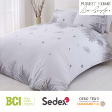 (Grey, Single) Rapport Home Tropics Palm Tree Leaves Green Reversible Single Duvet Cover Set Bedding Set