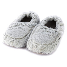 Warmies Grey Marshmallow Heatable Slippers - Microwaveable, Lavender Scented, One Size UK 3-8, Soft Plush, Non-Slip Sole, Indoor Use