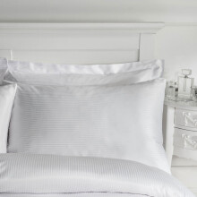 Catherine Lansfield Platinum Satin Stripe 300 Thread Count Pillow Cases, White, Pair