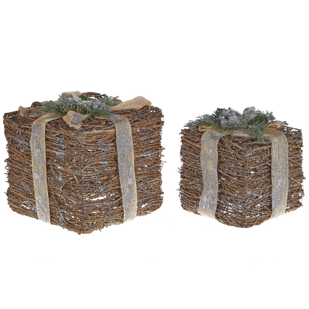 Set of 2 Decorative Christmas Gifts Silver INARI