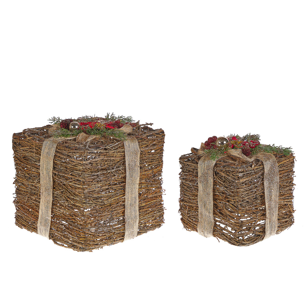 Set of 2 Decorative Christmas Gifts Red INARI