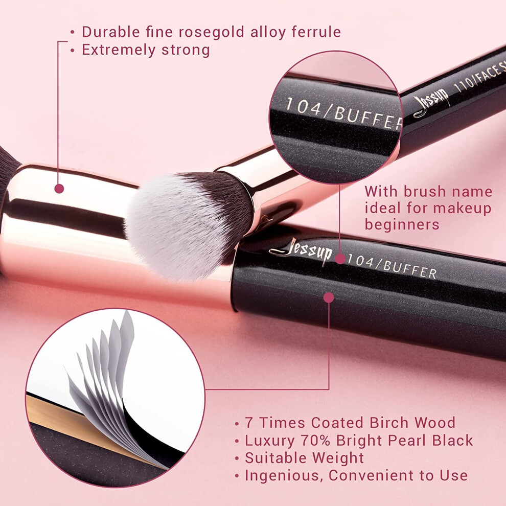 Jessup Black/Gold 25Pcs Professional Makeup Brush Set Beauty Cosmetic