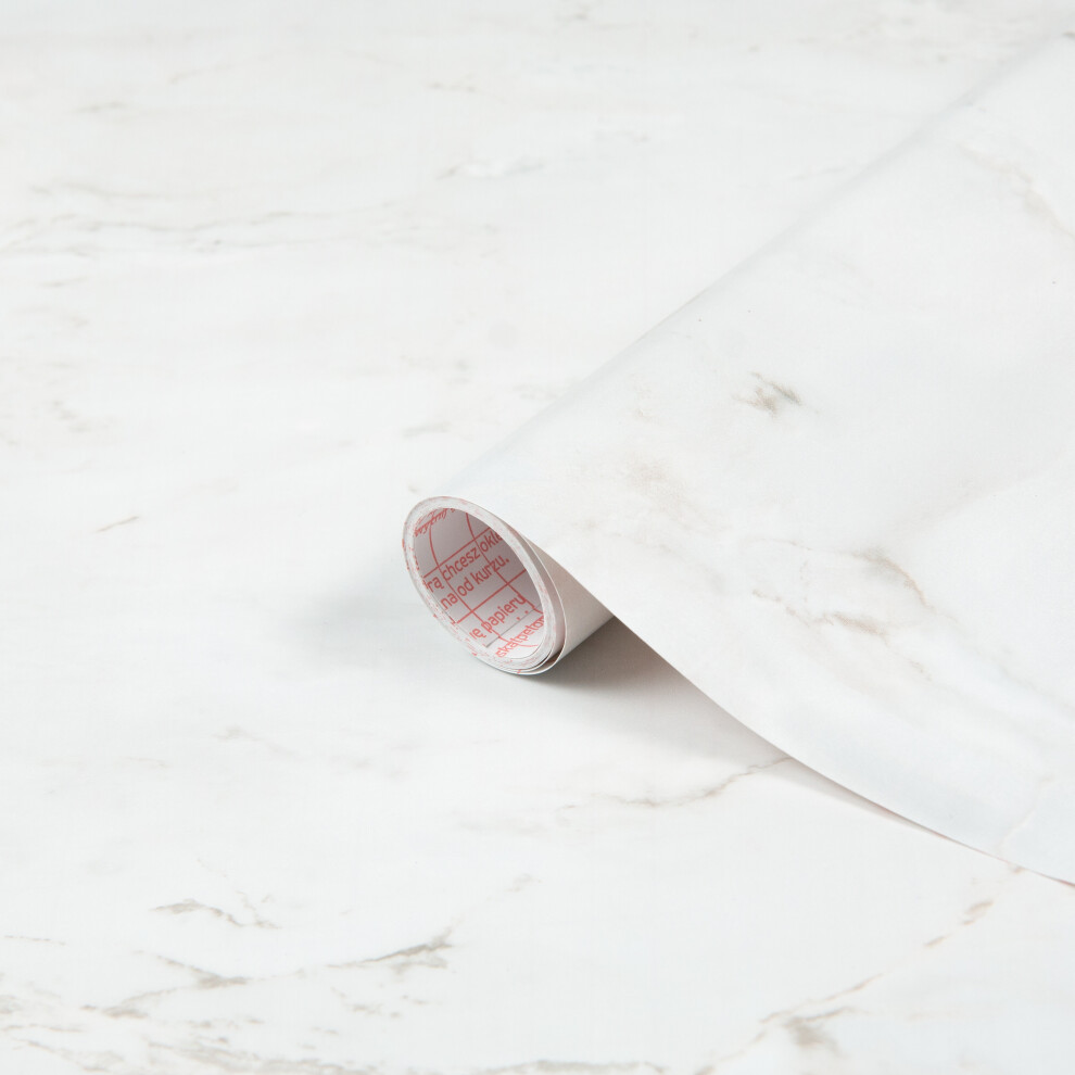 (67.5cm, 10m) MARBLE ROMEO MATT WHITE sticky back plastic vinyl wrap film