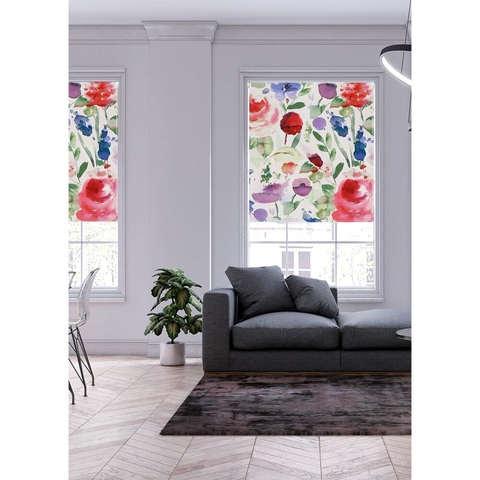 (120 cm Width x 140 cm Drop, Summer) Lister Cartwright Floral Blackout Roller Blinds Beautiful Printed Designs Easy Fit Child Safety Cut To Size Fixing Inc