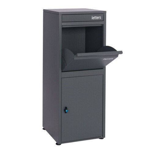 (Grey) Parcel Post Drop Box Large Steel Outdoor Lockable 1