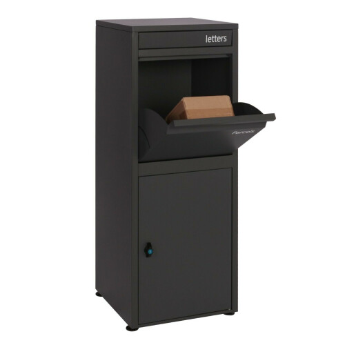 (Black) Parcel Post Drop Box Large Steel Outdoor Lockable 2