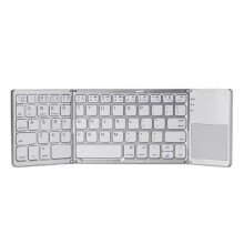 Portable B033 three-fold folding thin bluetooth keyboard three systems with touch wireless bluetooth keyboard (silver)