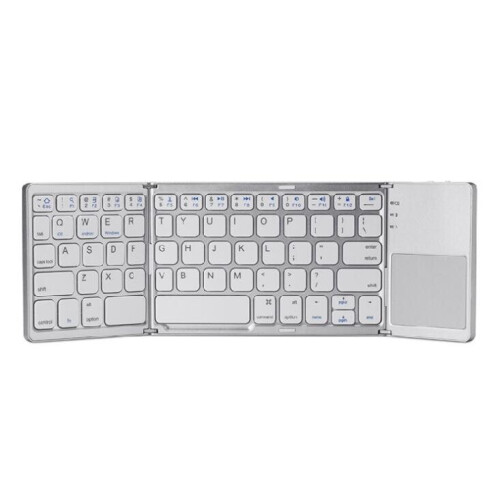 Portable B033 three-fold folding thin bluetooth keyboard three systems with touch wireless bluetooth keyboard (silver)