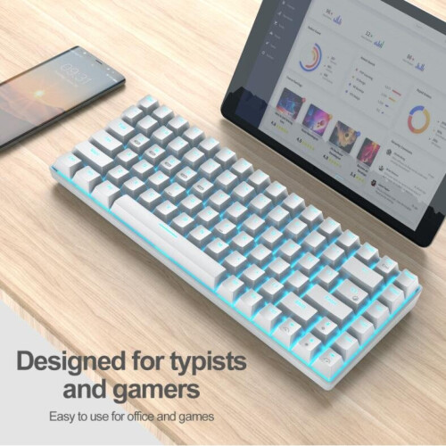 RF-84RGB three-mode Bluetooth 2.4G wireless mechanical keyboard 84-key customized gaming notebook keyboard (white red axis) 2