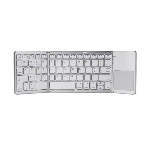 Portable B033 three-fold folding thin bluetooth keyboard three systems with touch wireless bluetooth keyboard (silver) 1
