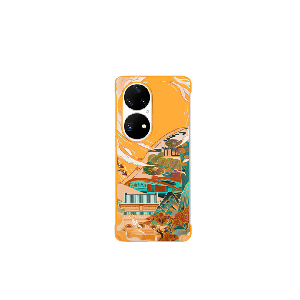 C41 Borderless City Theme Back Cover All-Inclusive Smart Phone Case Drop Protection Soft Cover For Huawei P50 Case Yellow 774048932608