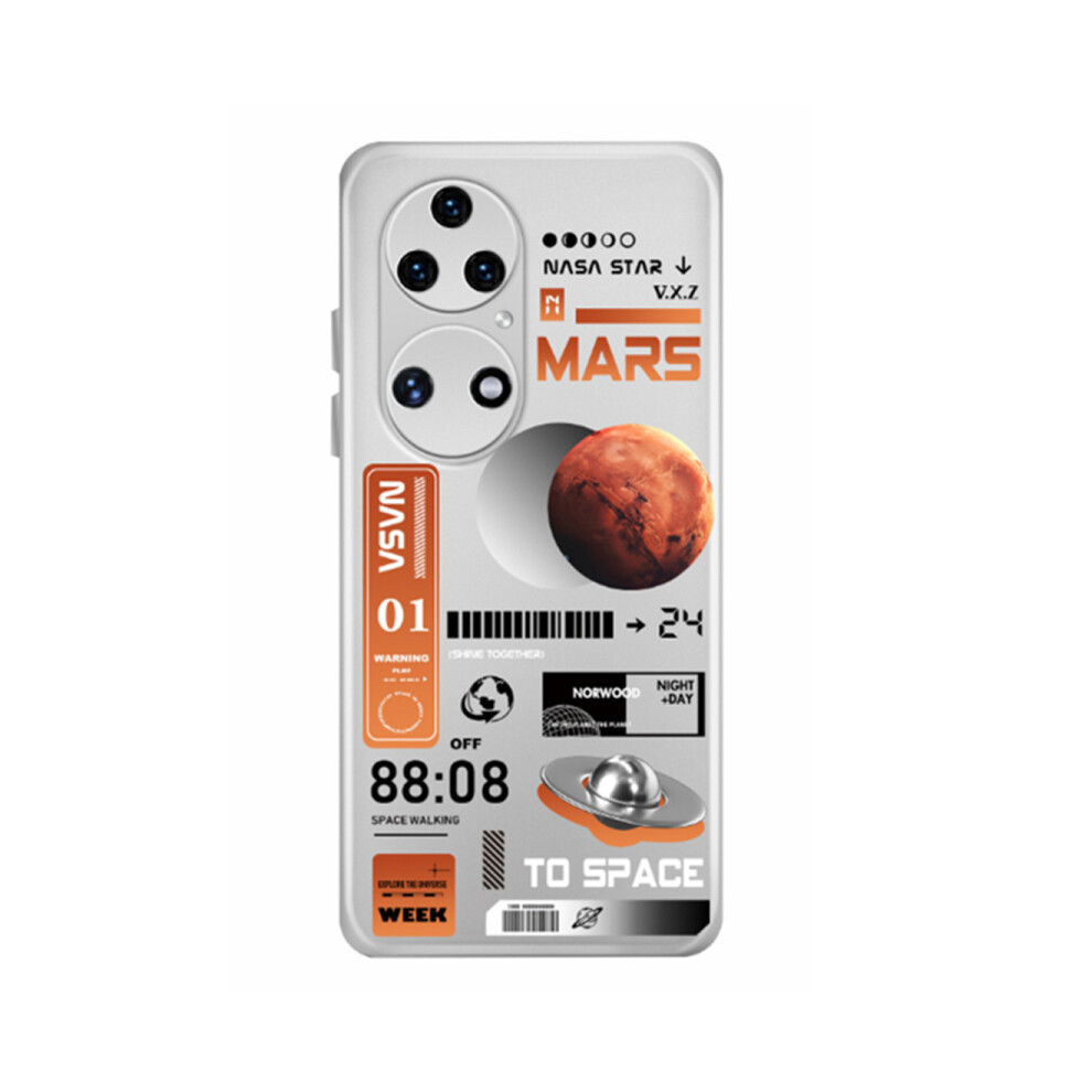 C11 Moon Pattern Tpu Mobile Phone Case Back Cover Lens All-Inclusive Anti-Fall Painted Case For Huawei P50 Pro Case Orange 774048932011