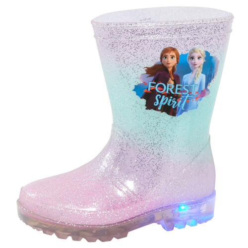 UK 10 Child Disney Frozen 2 Girls Light Up Wellington Boots Elsa