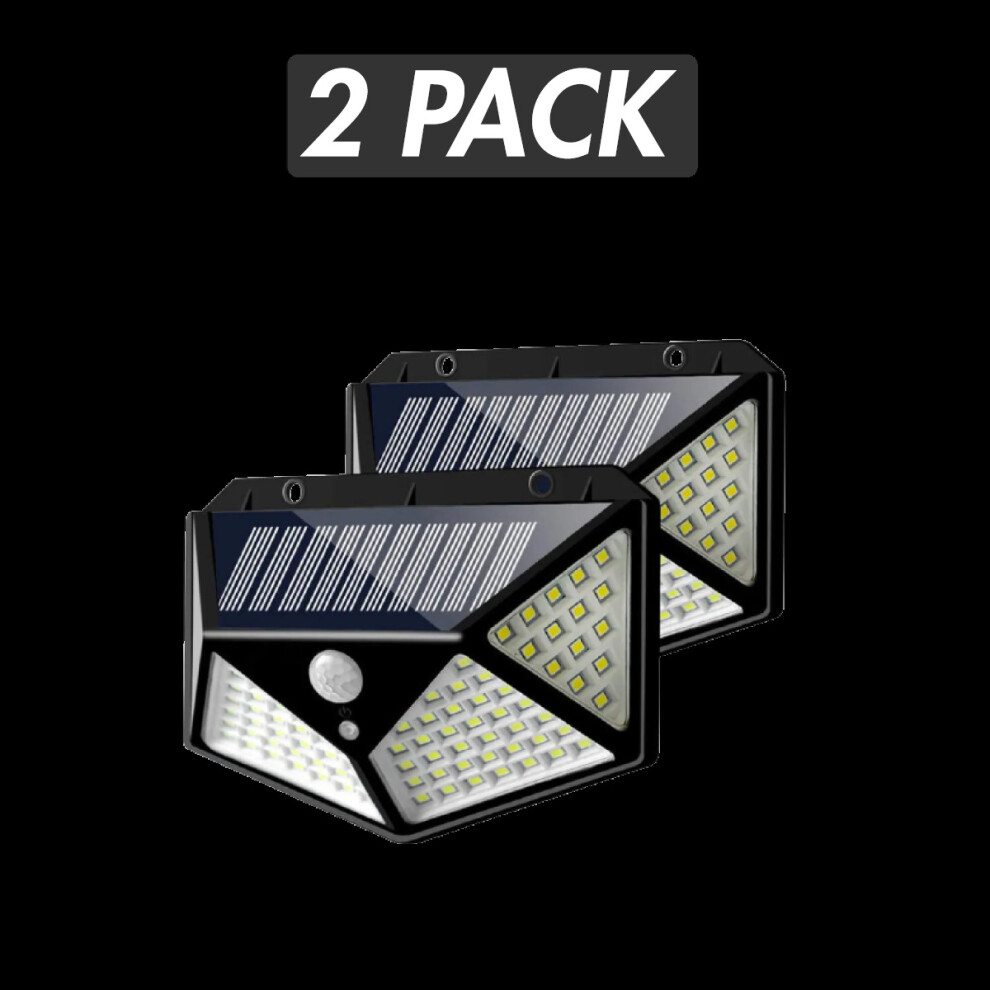 2Pack 100 LED Solar Lights PIR Motion Sensor Waterproof Outdoor Garden Wall Yard Lamp