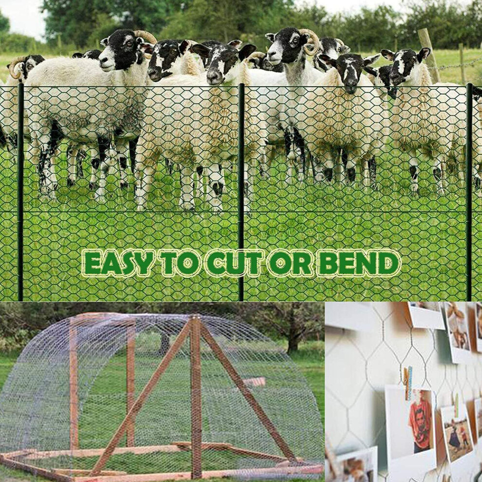 (600m x 25m) Green PVC Coating Steel Wire Fencing Waterproof Hexagonal Mesh