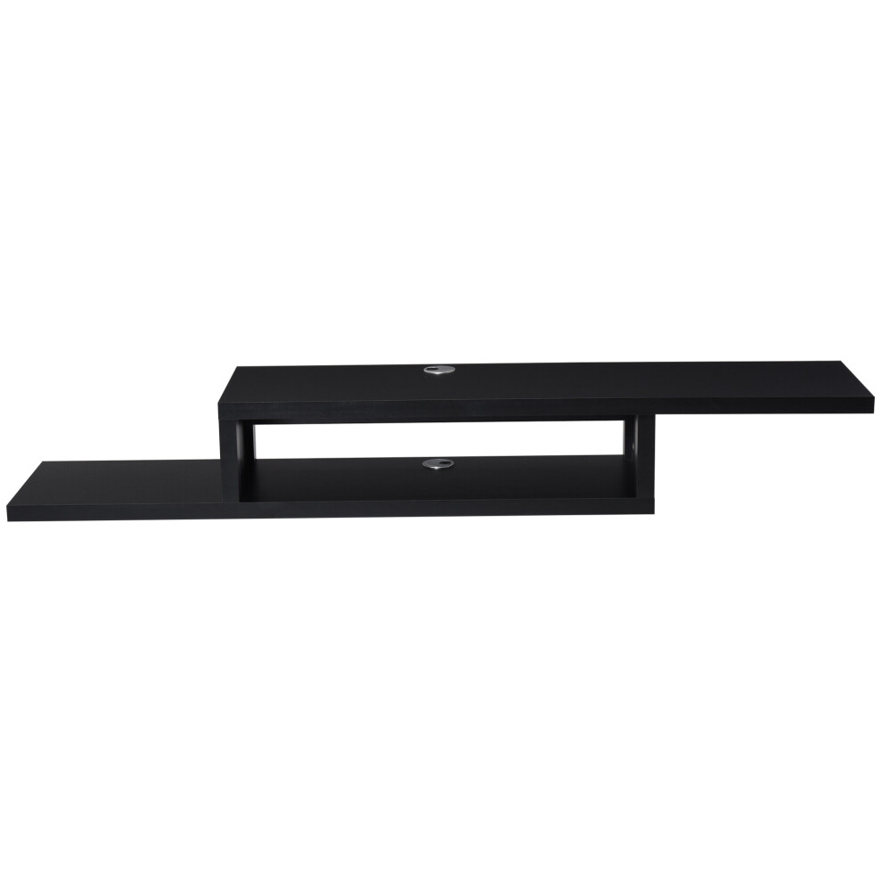 Homcom Wall Mounted Media Console Floating Tv Stand With Shelf Black
