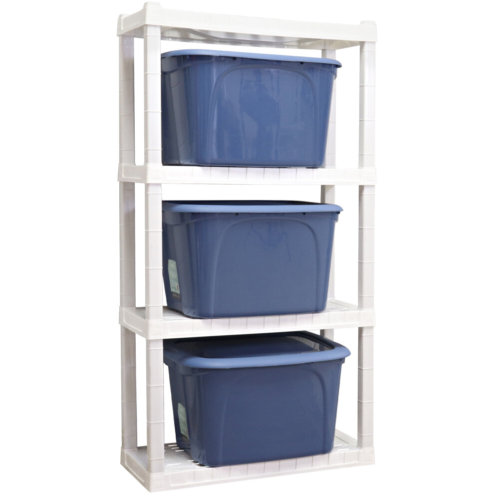 Oskar 4 Tier Large Plastic Shelving Unit Heavy Duty Storage Shelf on OnBuy