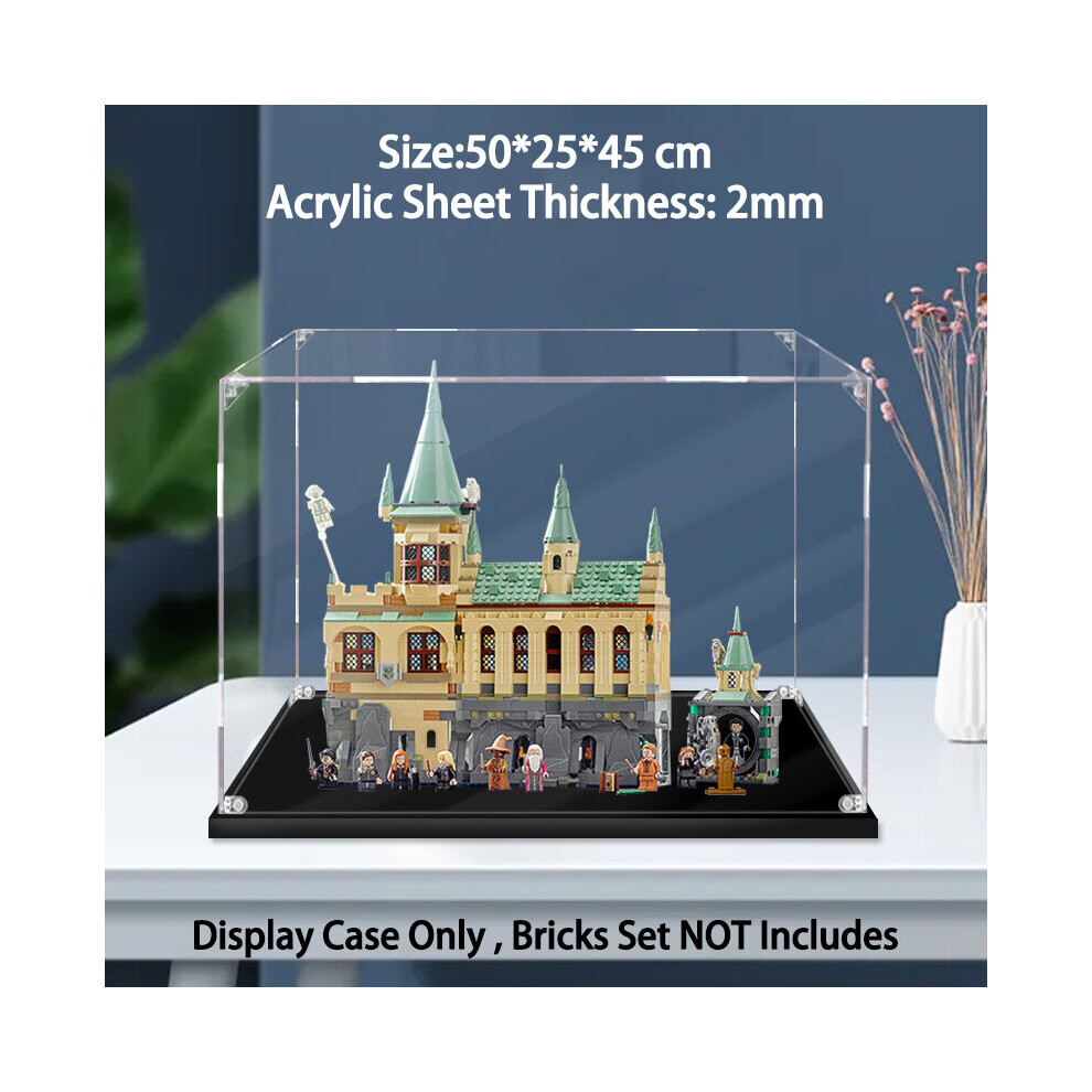 (A) Acrylic Display Case for LEGO 76389 Harry Potter Hogwarts Chamber of Secrets Modular Castle Toy with The Great Hall(Only Display Case, No Lego Set