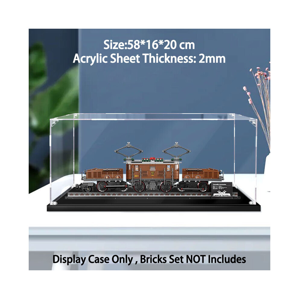 (A) Thick Acrylic Display Case for 10277 Crocodile Locomotive, Perspex Dust Proof Display Box Show Case Compatible with Lego (Not Included Lego Model)