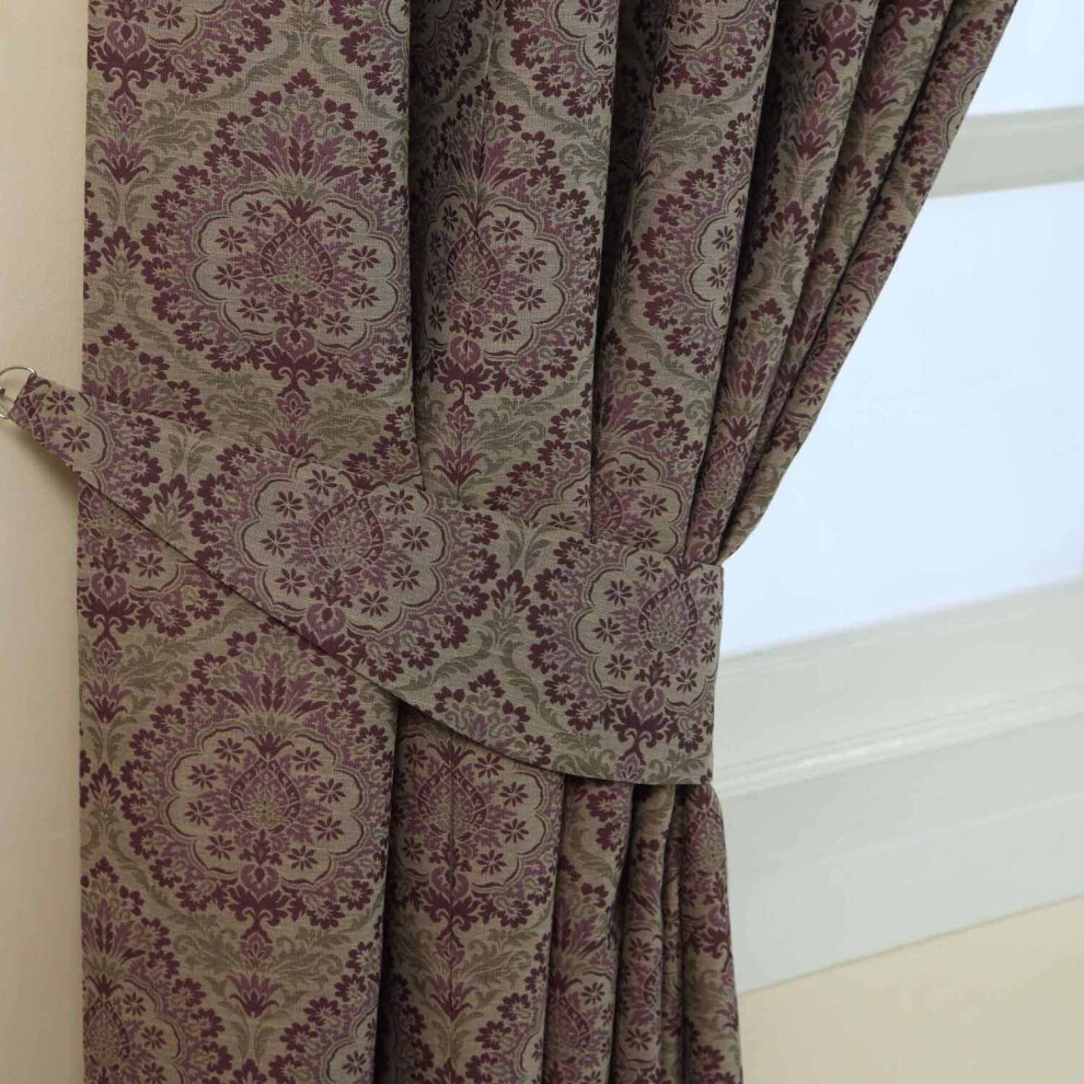 (Purple) Damask Jacquard Curtain Tie Back Pair