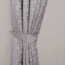 (Grey) Velvet Jacquard Curtain Tie Back Pair