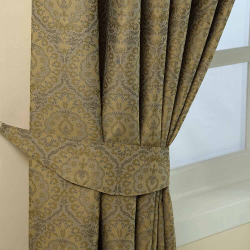 Homescapes (Gold) Damask Jacquard Curtain Tie Back Pair