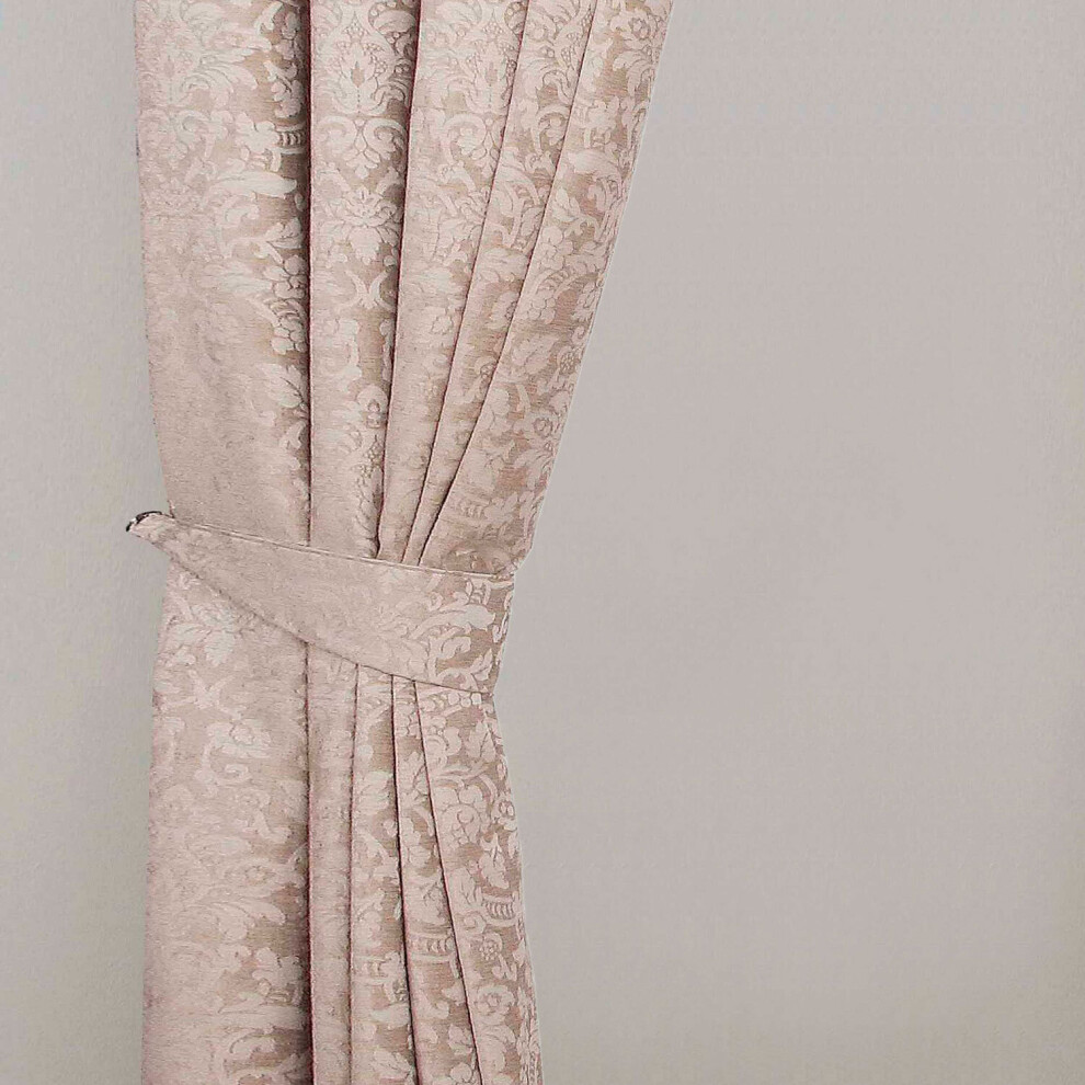 Homescapes (Latte) Velvet Jacquard Curtain Tie Back Pair