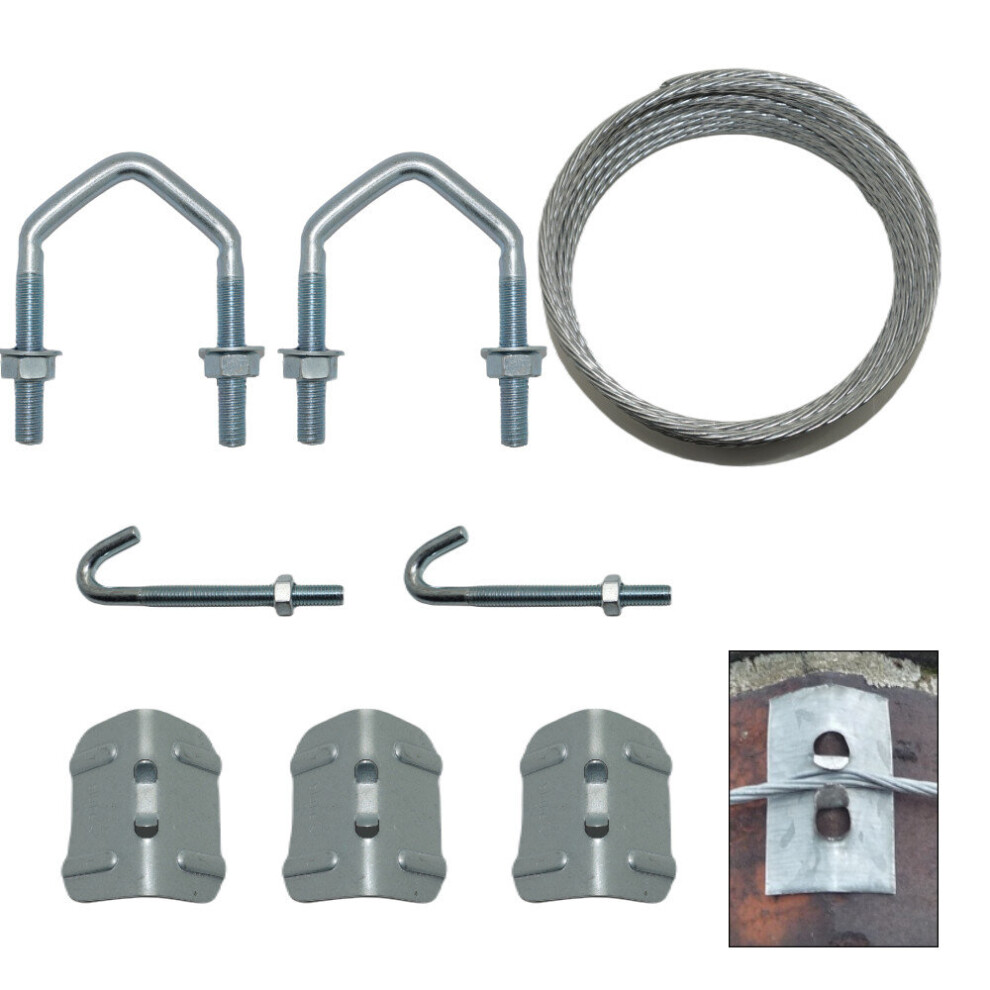 Tv Aerial Lashing Wire Kit With 2.5" U V Bolts For Chimney Bracket Pole Mast 3713794192062