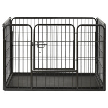 vidaXL Puppy Playpen Steel 91.5x59x61cm Pet Dog Kennel Fence Folding Enclosure