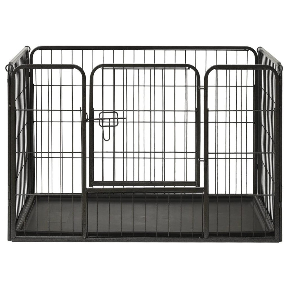 vidaXL Puppy Playpen Steel 91.5x59x61cm Pet Dog Kennel Fence Folding Enclosure