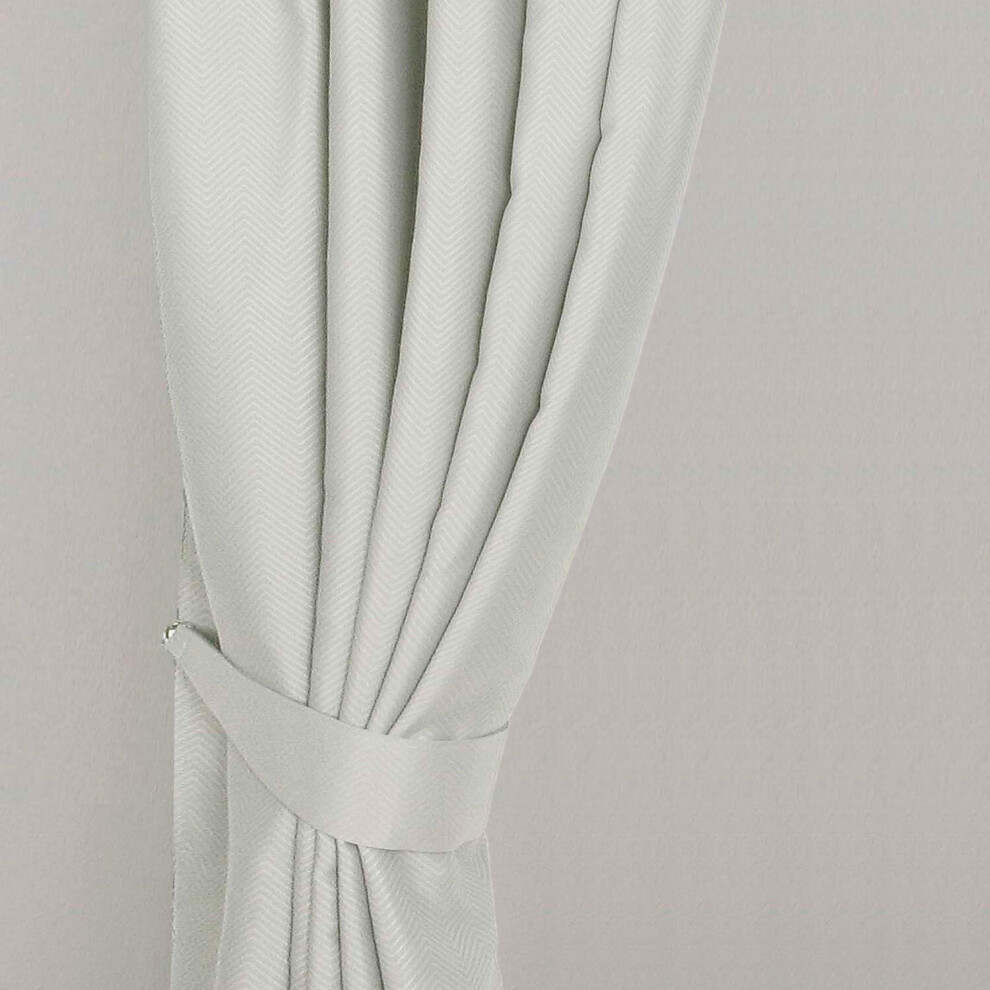 (Cream) Herringbone Chevron Curtain Tie Back Pair